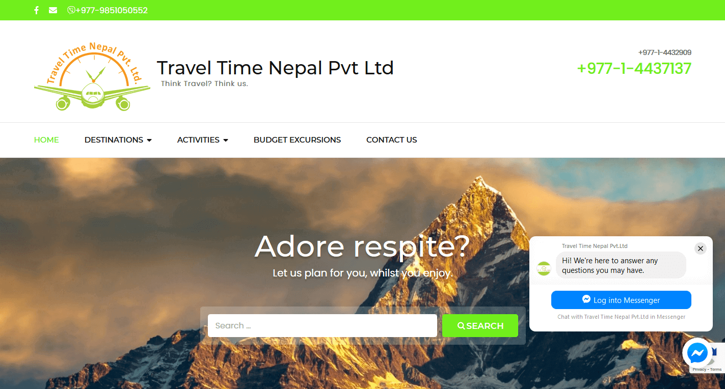 Travel Time Nepal Pvt. Ltd Wordpress website development by Nobel Dahal
